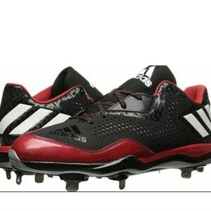 Adidas Mens Size 12.5 Litestrike Iron Skin  METAL Baseball Cleats Black Red